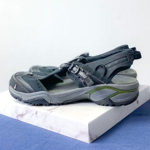 Ahnu Brand | Heavy Duty Comfortable Weatherproof Boy's Black Green Sandal Shoe 6